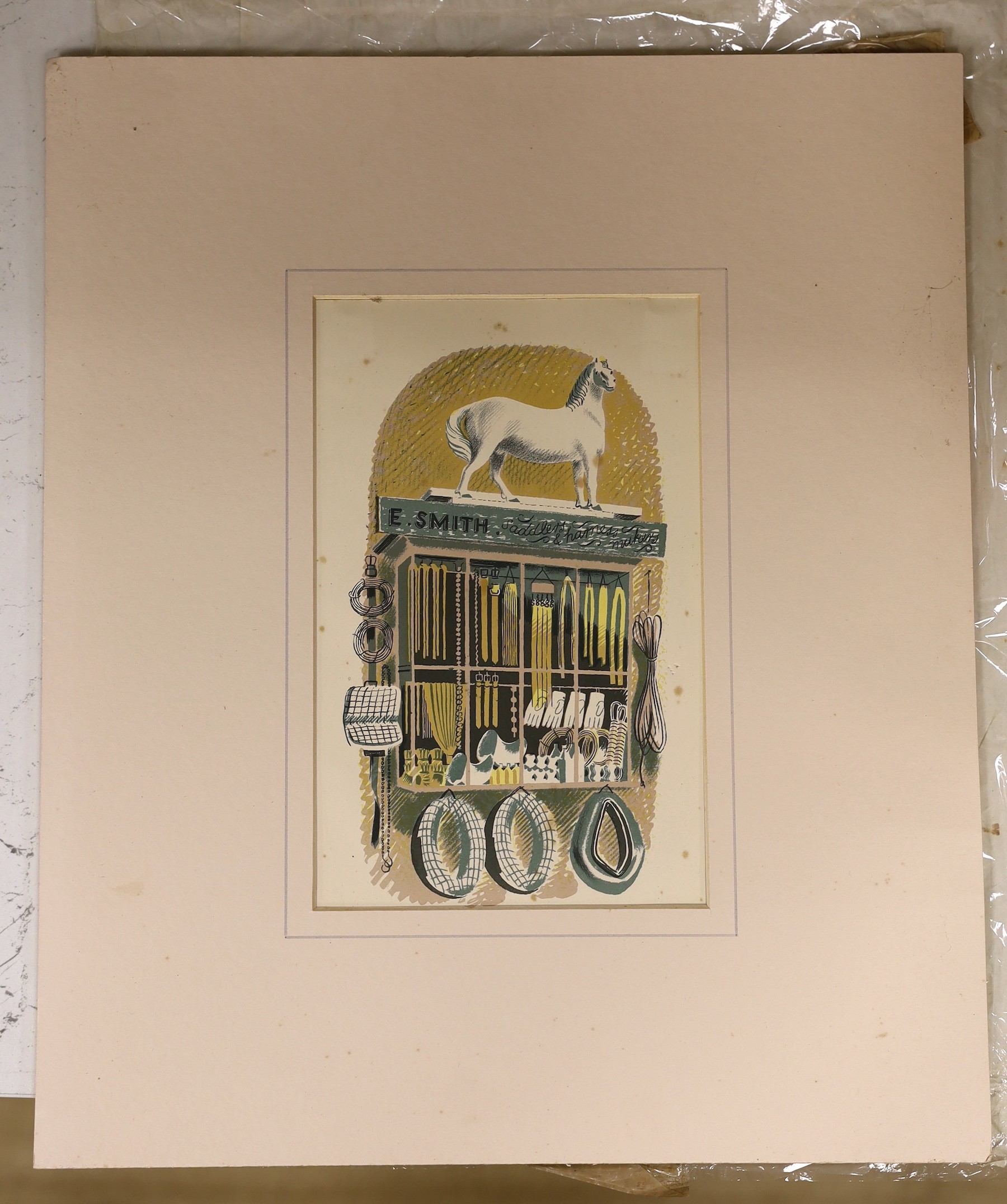 Eric Ravilious (1903-1942), lithograph, ‘E. Smith, Saddlers & Harness Makers, from the 1938 'High Street' series, 22.5 x 14cm, unframed